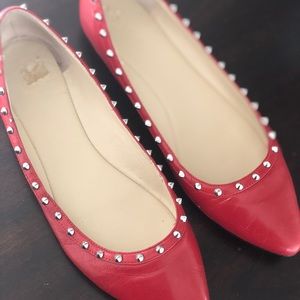 Nine West Red leather studded flats